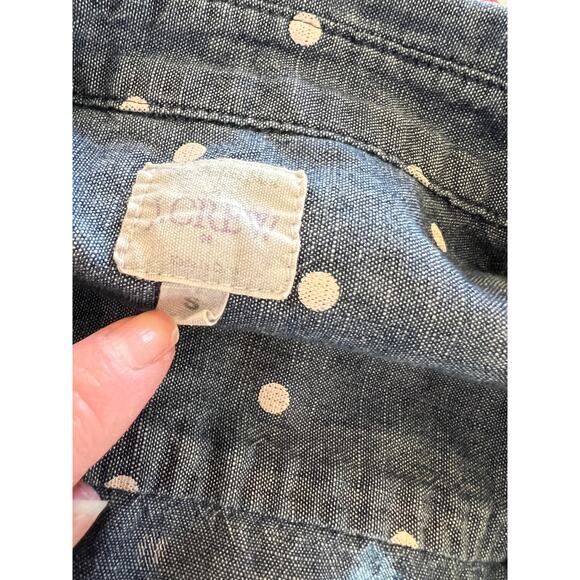 J Crew Blue Chambray Polka Dot Button Up Shirt S - Picture 5 of 6